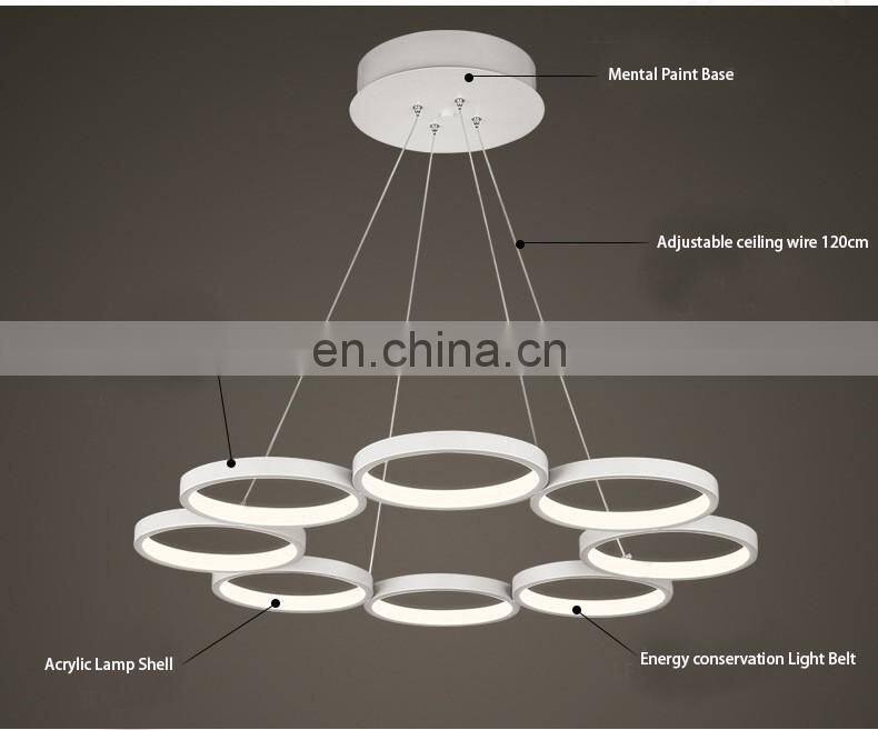 hot sale modern simplified bedroom stydy remote ring light acrylic led light pendant