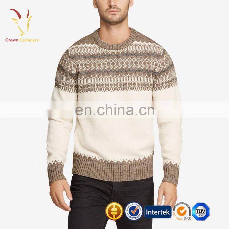 men winter heavy cashmere pullover Intarsia sweater