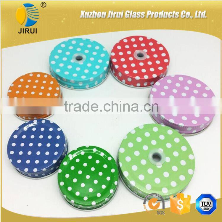 colorful dots glass jar cap