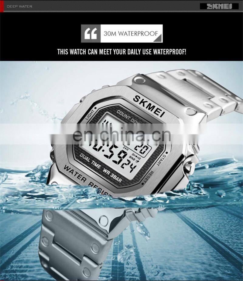 Skmei 1456 stainless steel watch jam tangan pria waterproof wristwatches men