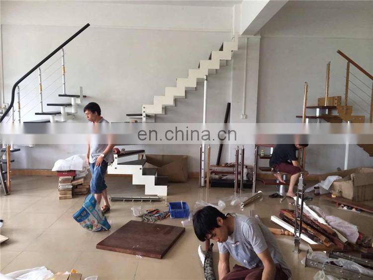 Low cost floating wooden step with light curved staircase
