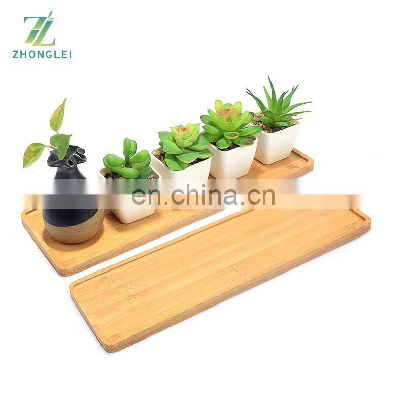Mini Rectangle Bamboo Pot Saucer Rectangular Wooden Tray Succulent Planter Tray Bonsai Flower Boxes Trays