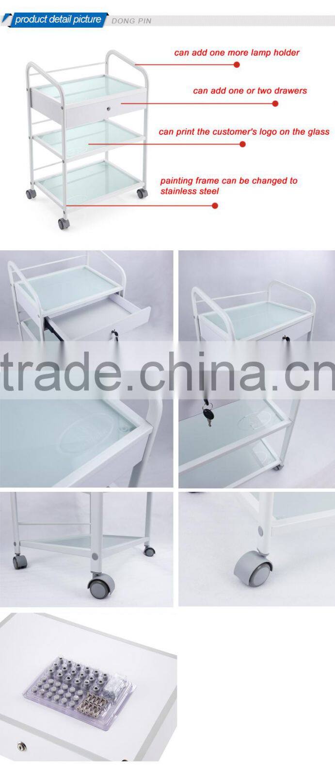 beauty salon equipment wooden hand trolley for sale