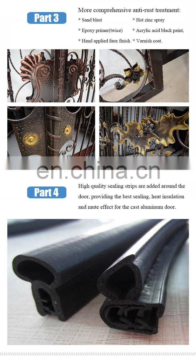 Cheap price modern safety main entrance waterproof wrought iron grill single security gate door design