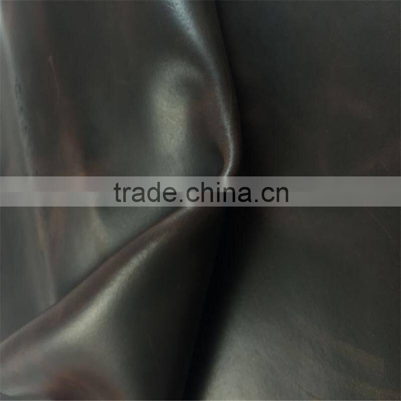 split cowhide leather two tone pull up leather