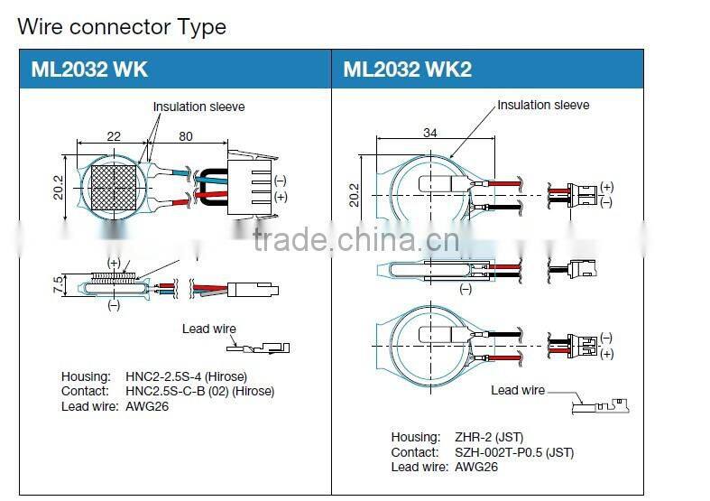 Maxell ML2032 Rechargable button battery cell 3V 65mah