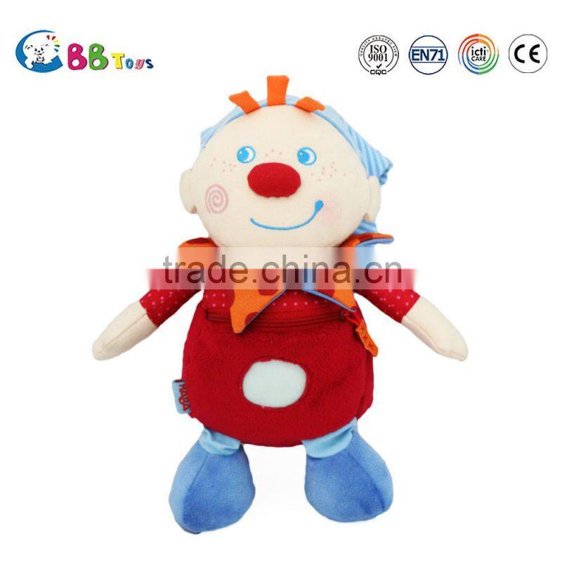 2015 best design plush stuffed red lovely clown dolls for kids