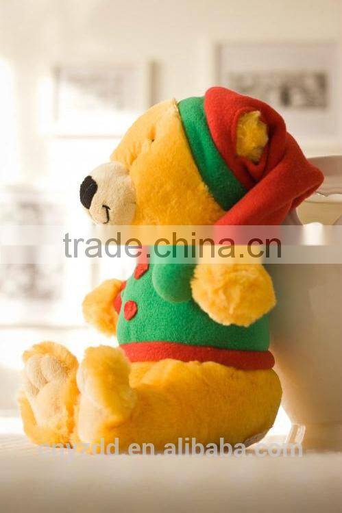Soft Toy Bear Wearing Christmas Hat and Clothes/Gift Toy Bear for Christmas /Stuffed Toy Bear in Clothes