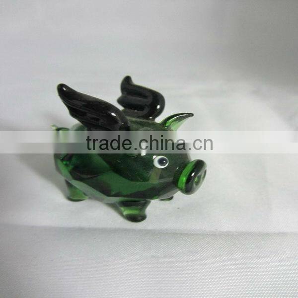 Colorful Pig Shaped Glass Gift,little glass animals