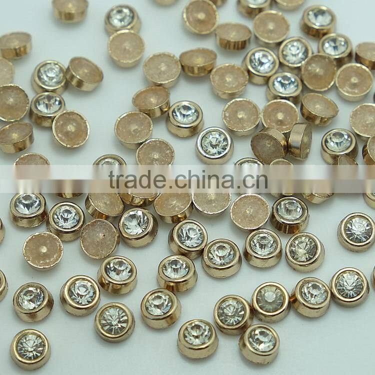 Fashion 6mm and 8mm Round Hot Fix Alloy Studs, Black Nickel, Gold Metal Setting Hotfix Round Studs for Garment