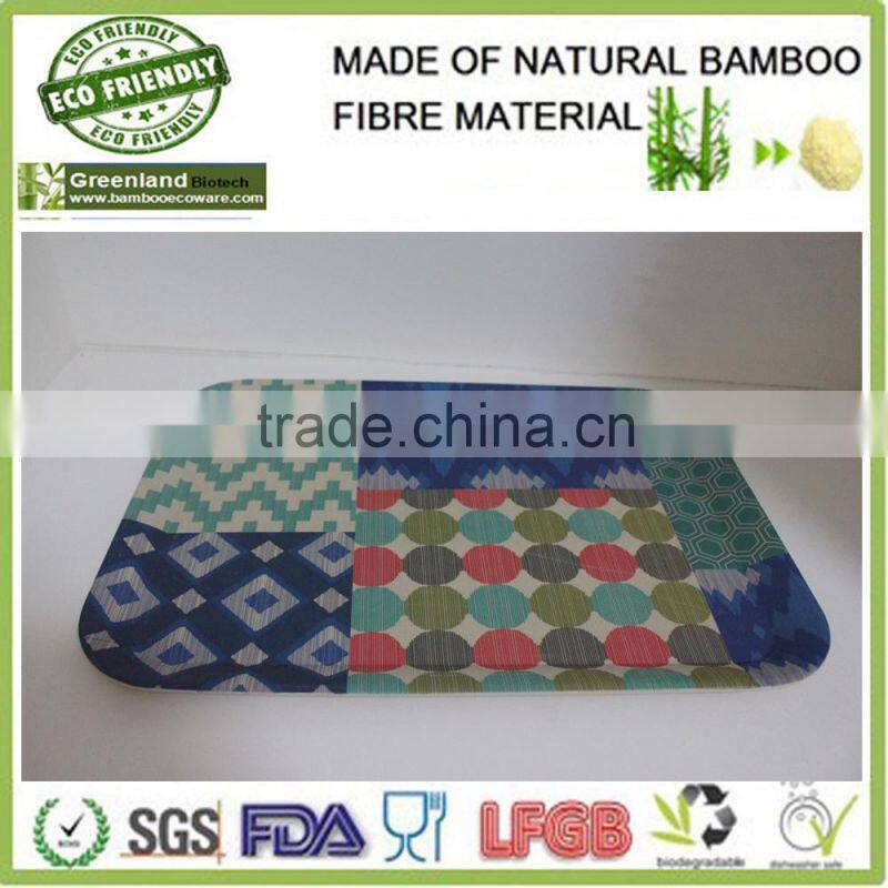 greensun factory supply bamboo fibre eco friendly tray, bamboo tray for holding food, drink,