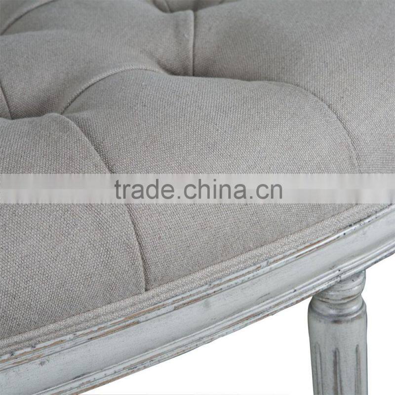 French style fabric ottoman button wooden frame half round ottoman