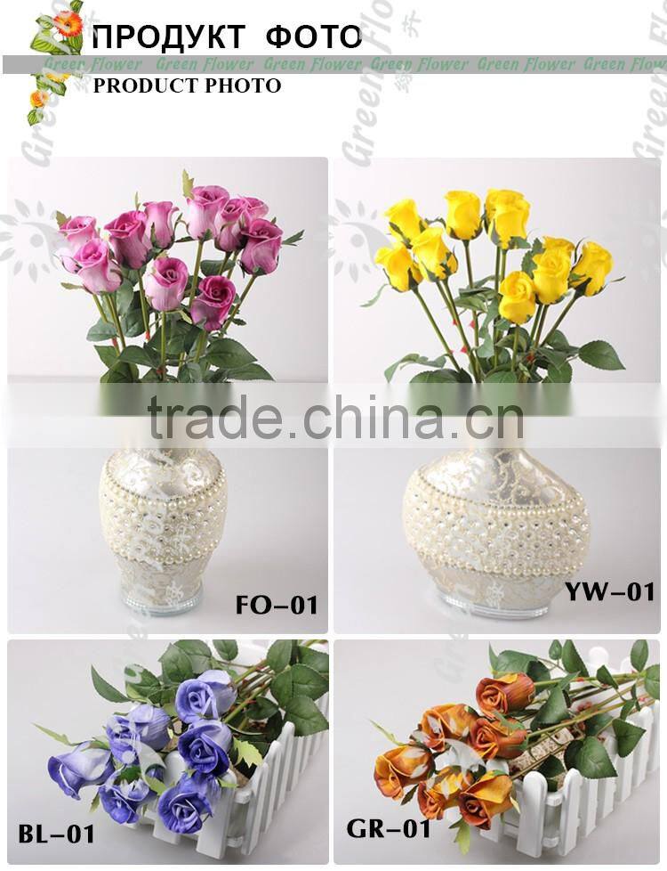 2016 Wholesale PU Latex Artificial Flowers Rose Real Touch Bouquet Weddings Bridal Decorations