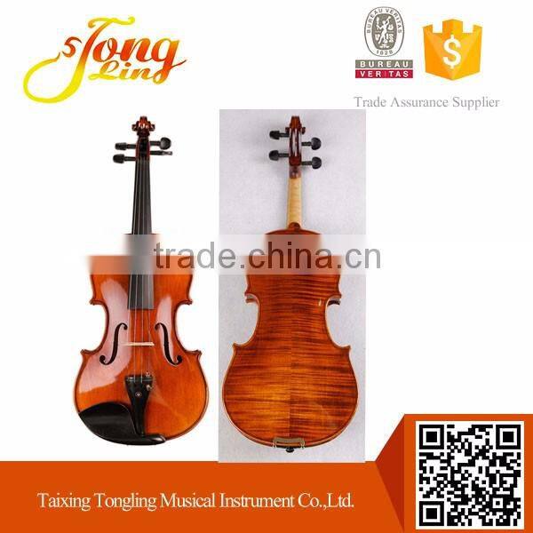 Master Handmade Nature Flamed Maple Violin Advanced Asoustic Matt Violin Ebony Fitted With Case TL004-3