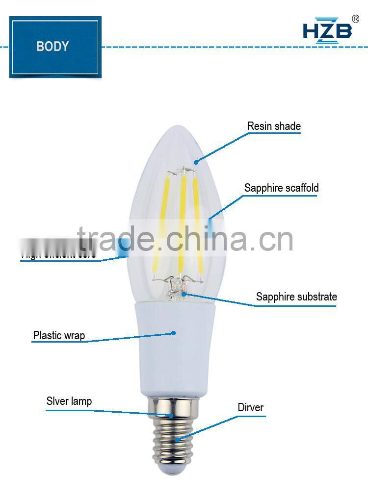 Zhongshan lighting manufacturer led bulb E14 gold led bulb diffuser 2w