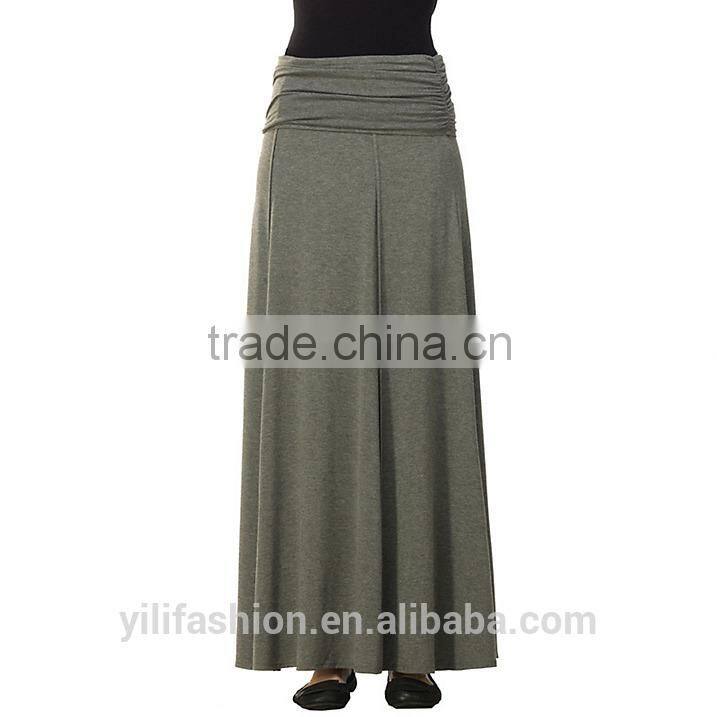 wholesale gathered waistband Heather Charcoal Jersey Maxi Skirt