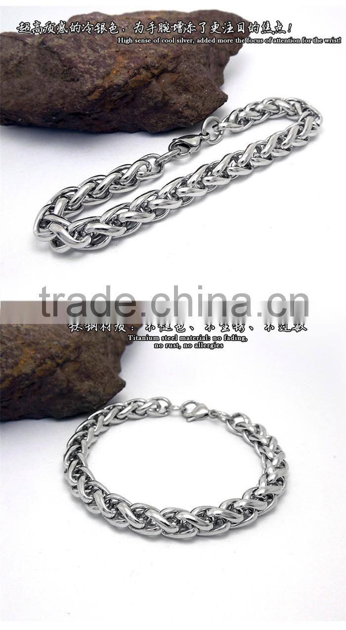 Kindy jewelry JCB0238 natural color 316l stainless steel chain bracelet for men