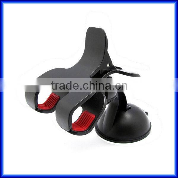 Handfree double clip car cell phone clip bracket for sumsung GPS, windshield suction car phone clip bracket