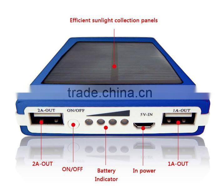 10000mah Solar Power Bank Dual USB Portable External Battery Charger For Mobile
