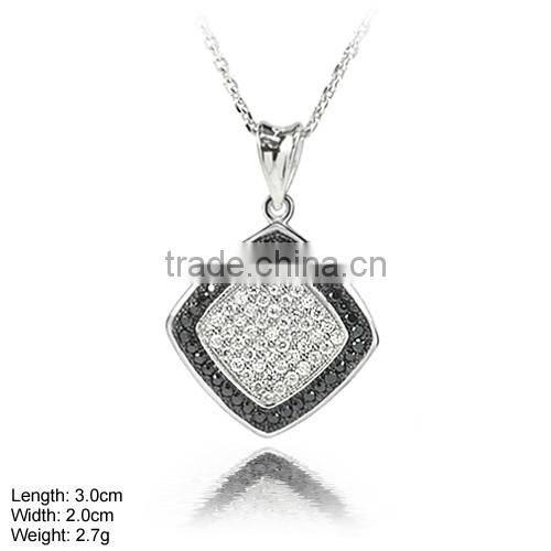 PZL-0013B Fashion Jewelry Rhombus Pendant Black Cubic Zirconia