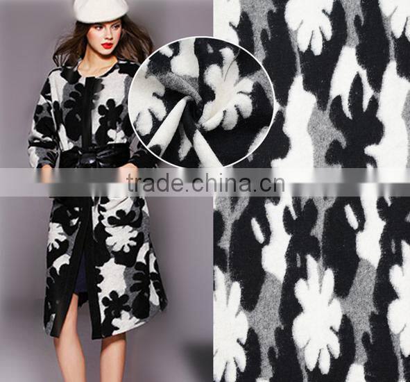 2016 Lady winter coats jacquard woollen heavy weight fabric coat garment fabric