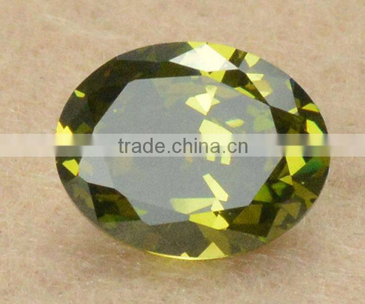 wholesale high quality loose Oval dark Peridot cz lab created diamond