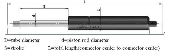 compression gas spring with different connectors
