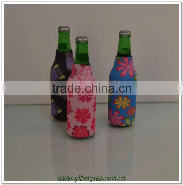 Zipper neoprene bottle cover with heat trandfer printing