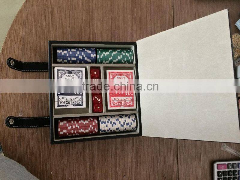 11.5g 100pcs Poker Chips set with numbers in leather case
