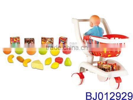 Fashion kid toy funny plastic shopping cart supermarket shopping trolley