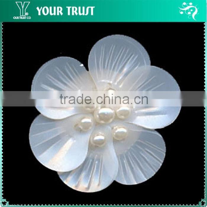 Handmade White Pearl Flower White Sequin Applique Patch