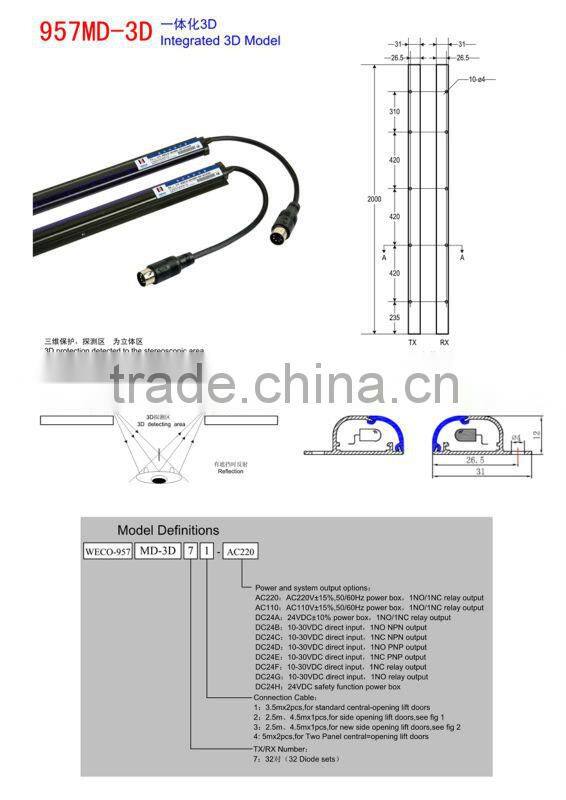 weco elevator lift curtain sensor 957MD-3D