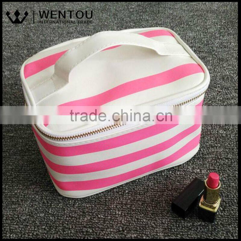 Women Cosmetic Organizer Travel Stripe Toiletry Case