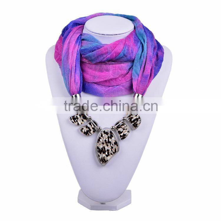 2016 New Trendy Cozy Noble Thin Silk Floss String 5 Flake Pattern Beads Scarf Women (SC150184)