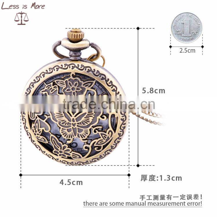 Trendy design wholesale cheap pocket watch, simple useful hollow pocket watch