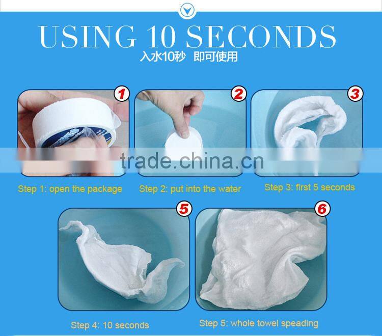 Full color printed compressed beach towel with print card,high quality round maigc beach towel