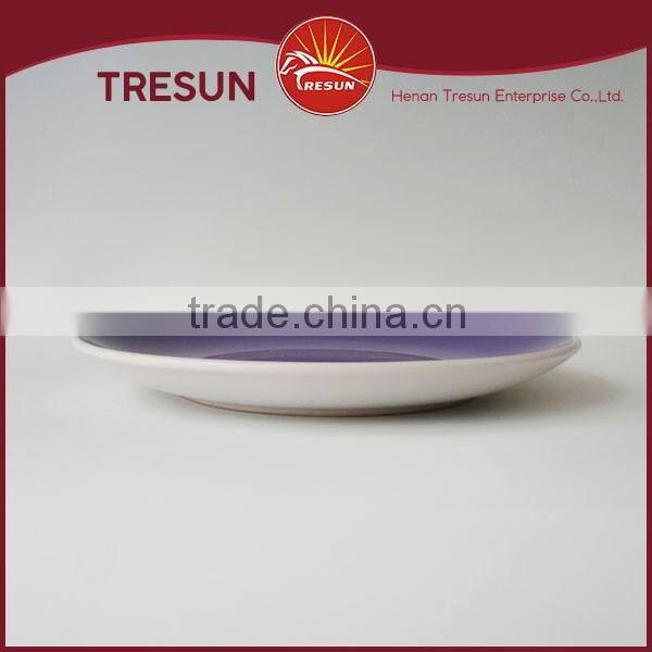 two tone color glazed plates, cheap ceramic plate wholesale
