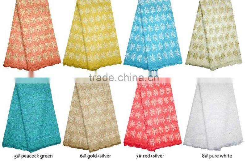2016 Top sale Fashion Heavy high quality African Lace Fabric Swiss Voile Lace