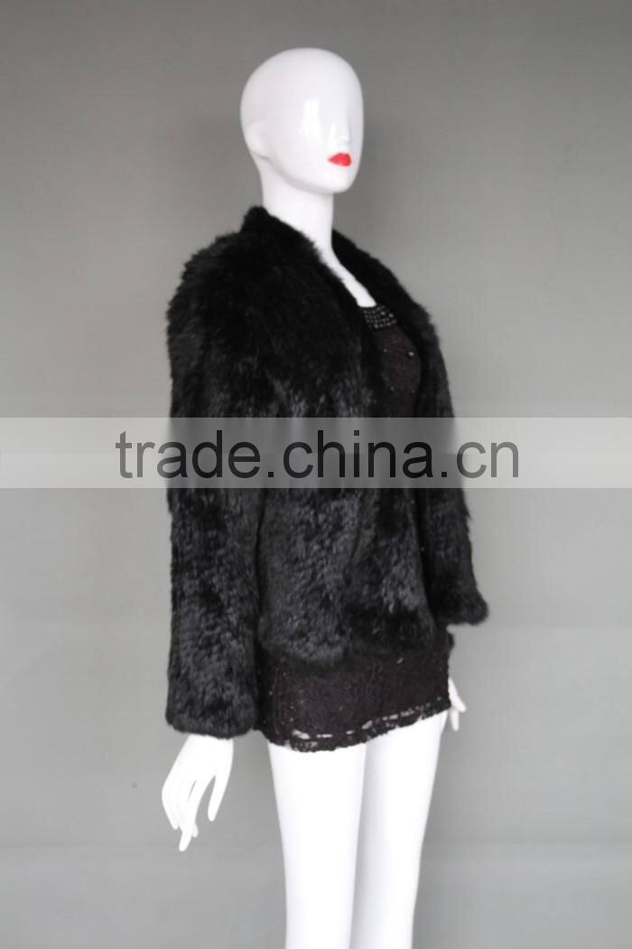 women's fashion oversize knitted rabbit fur short coat ladies winter fur coat