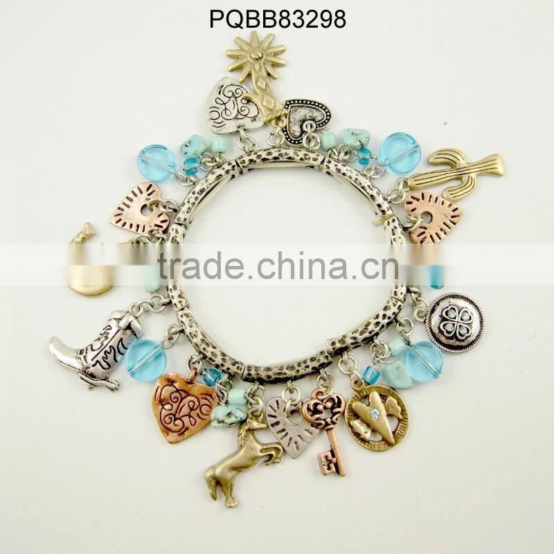 Newest design fashion popular vintage silver fleur de lis lily bracelet