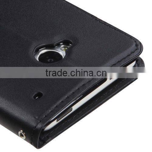 Black Leather Magnet Flip Cover Pouch Case For HTC One M7,Wallet Leather Case For HTC One M7