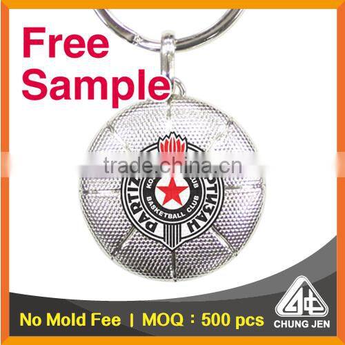 Free Sample_metal two sided canada sports printed basketball key ring