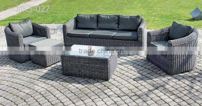 Synthetic Rattan Wicker Furniture Sofa Set (1.2mm alu frame with powder coated, 10cm thickness cushion with 250gr polyester)