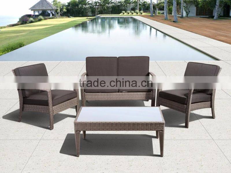 Resin wicker Garden Sofa Rattan- High quality garden rattan furniture (aluminum frame, UV proof poly rattan)