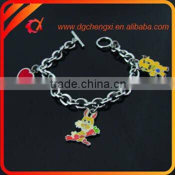 Promotion bling design link bracelet with animal shaped charms