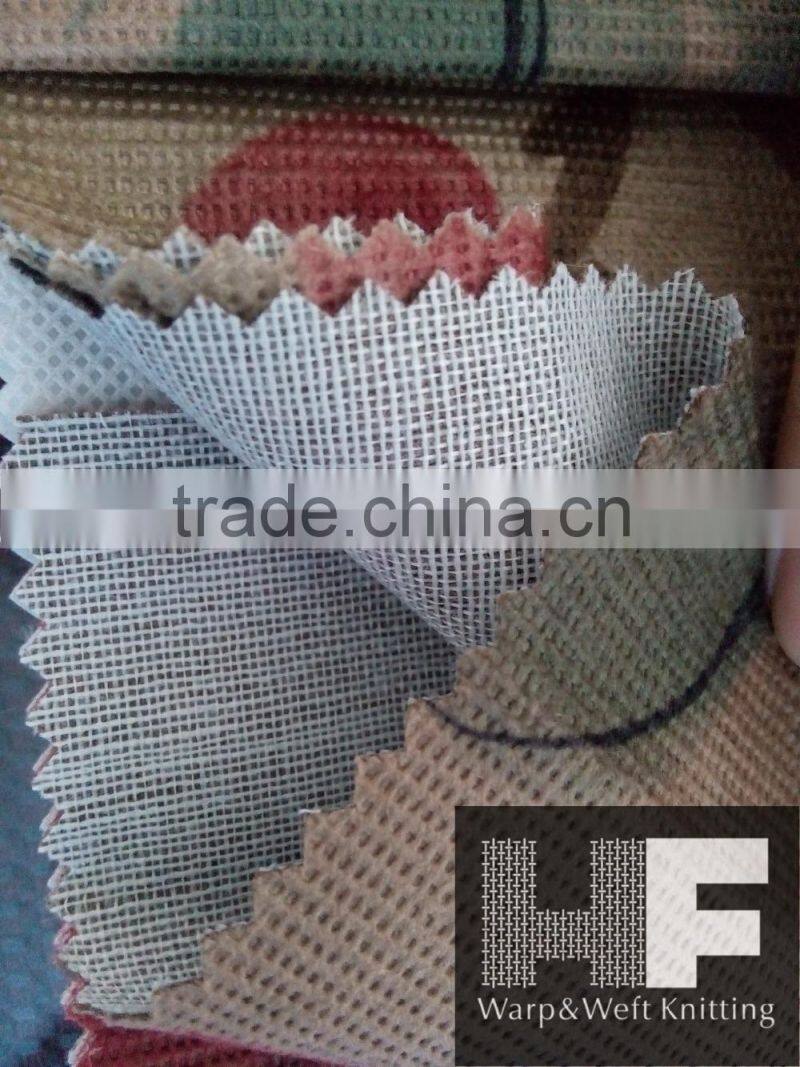 ZJHF-F46 imitaiton super soft embossed printed velvet bonded TC for sofa fabric