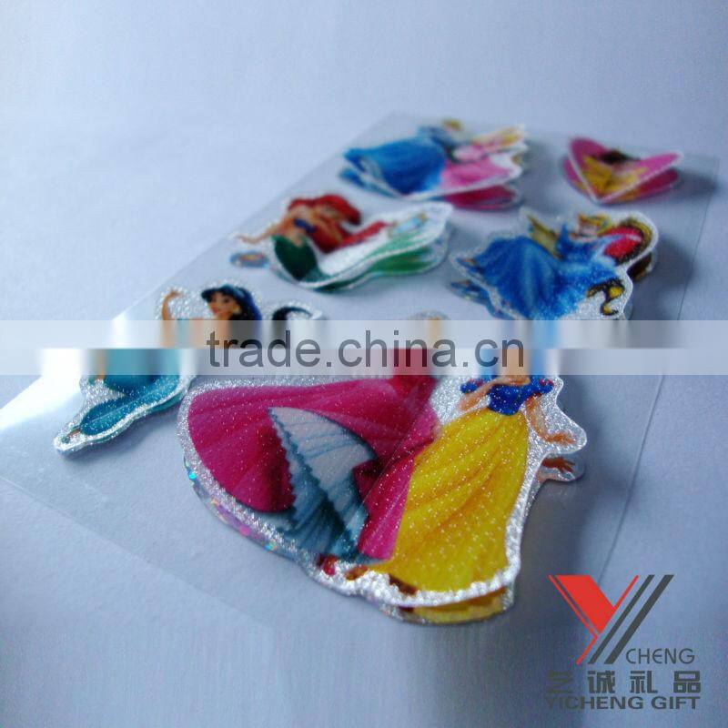 fashion snow white 3D decorative laser sticker promotion gift good for kids