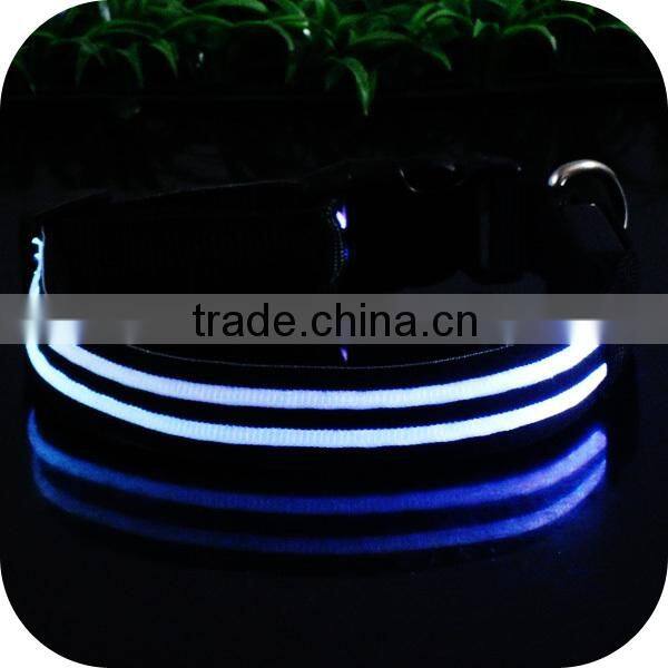 Glowing White Color Double Line Dog Collar LED Waterproof