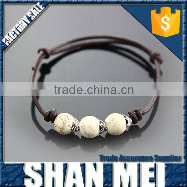 Alibaba 2016 Fashion unique charmed customized handmade bead leather bracelet