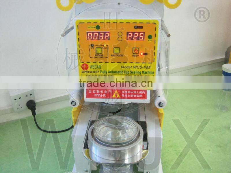 WCS-F99-AAA 110V / 220V White fully automatic CE approval Bubble tea cup sealing machine
